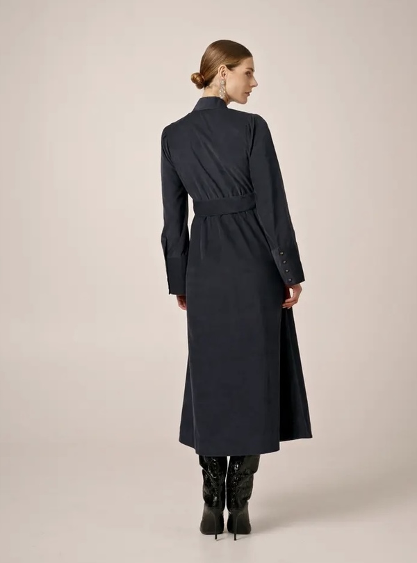 Baby Cord Belt Dress Black - by TiMo