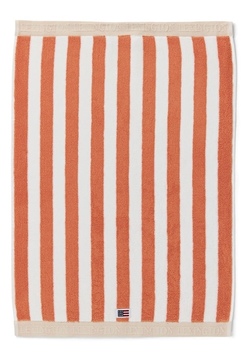 Block stripete håndkle Peach Melone/white - Lexington