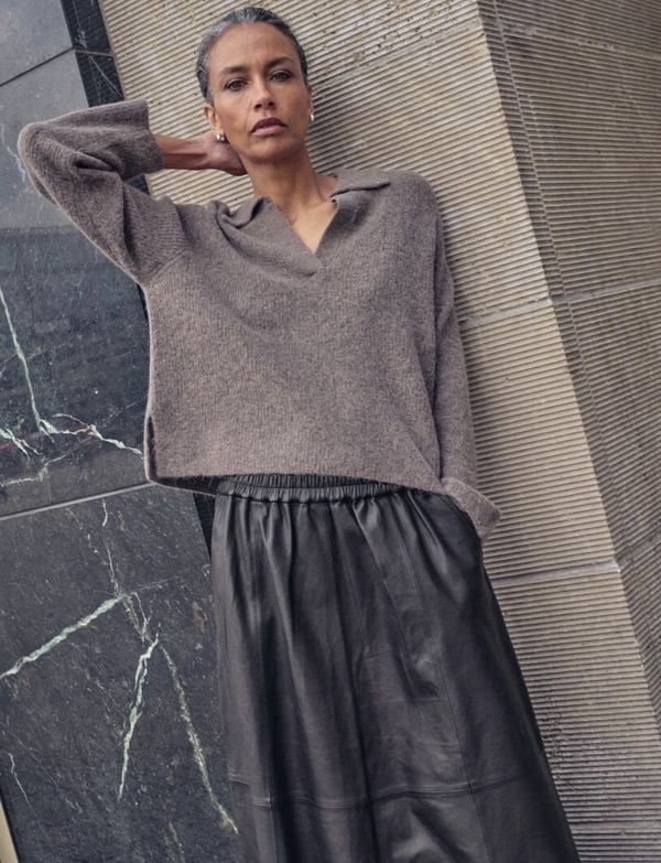 Thora Aidy Polo Knit Falcon - Mos Mosh