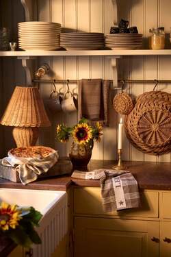 Kjøkkenhåndkle i økologisk bomullsfroté Stone/White - Lexington