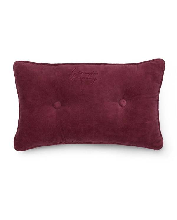 Knappet pute i økologisk bommulsfløyel BURGUNDY - Lexington