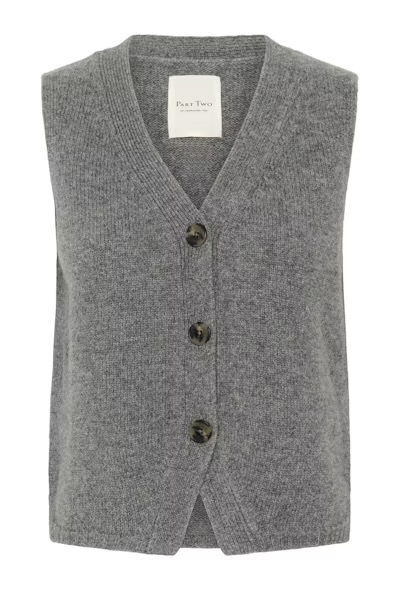 Sylva strikket vest Medium Grey Melange - Part Two