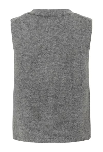 Sylva strikket vest Medium Grey Melange - Part Two