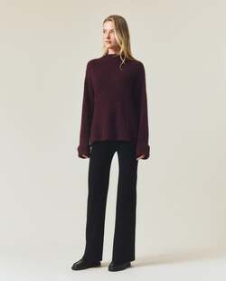 Alpakablanding mock neck genser Burgunder - Lexington