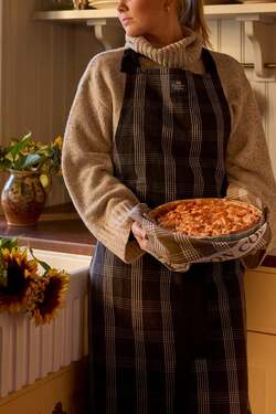 Rutet lin/bommulsforkle Black/White - Lexington