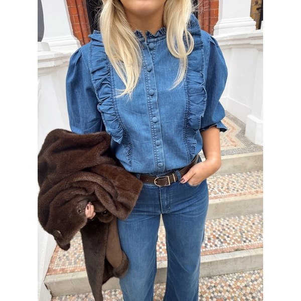 Denim topp ruffle Denim - RAH Oslo