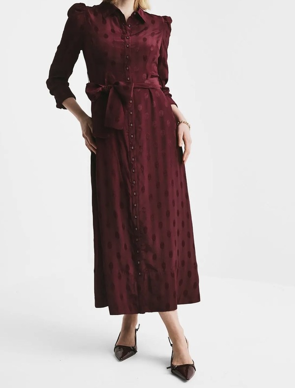 Viscose Shirt Dress  BURGUNDY - by TiMo