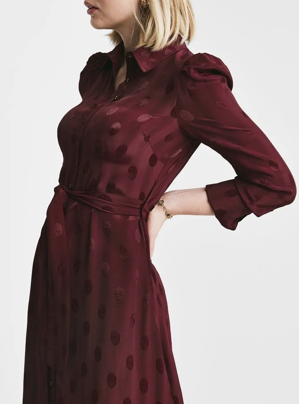 Viscose Shirt Dress  BURGUNDY - by TiMo