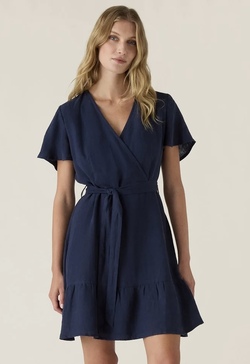 Linkjole med belte og V-hals Marine - Lexington