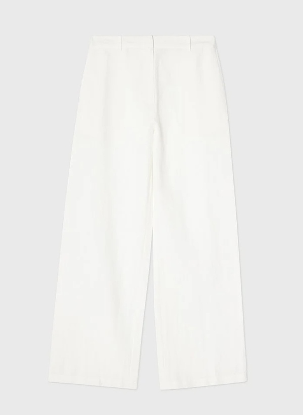 Linbukse, midjehøy med vide ben Hvit - Lexington