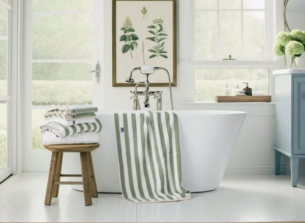 Blokktripet håndkle Vintage grønn/hvit/moonbeam - Lexington