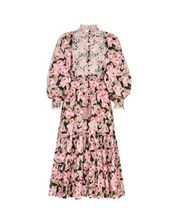 Cotton Slub Midi Dress Rose Bouquet - by TiMo