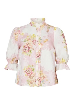 Linen Ruffle Blouse Rose Amore - by TiMo