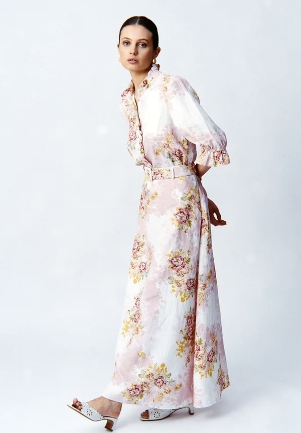 Linen Ruffle Blouse Rose Amore - by TiMo