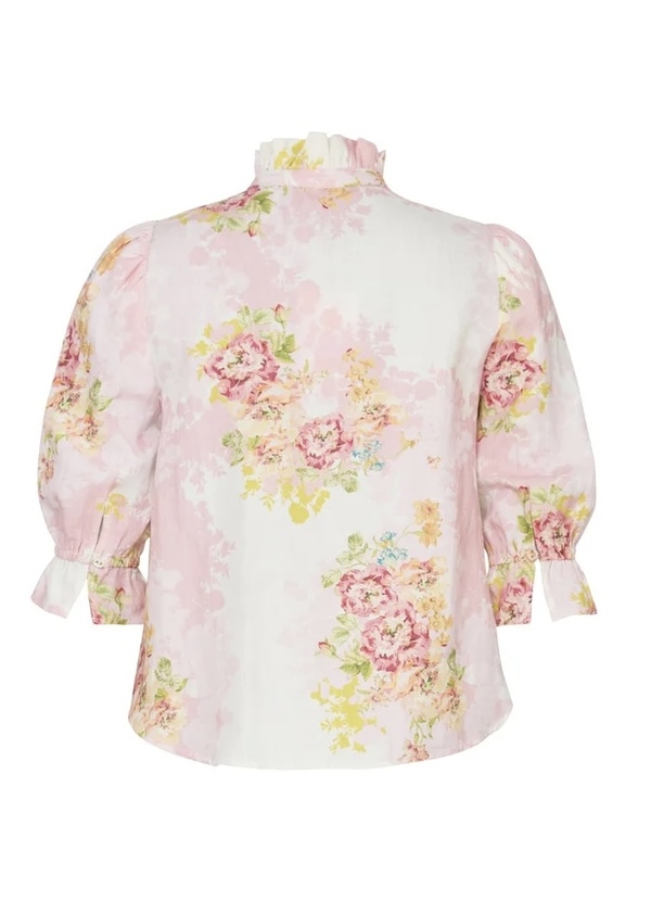 Linen Ruffle Blouse Rose Amore - by TiMo