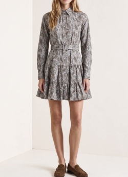 Winter Cotton Shift Dress Blue Paisley - by TiMo