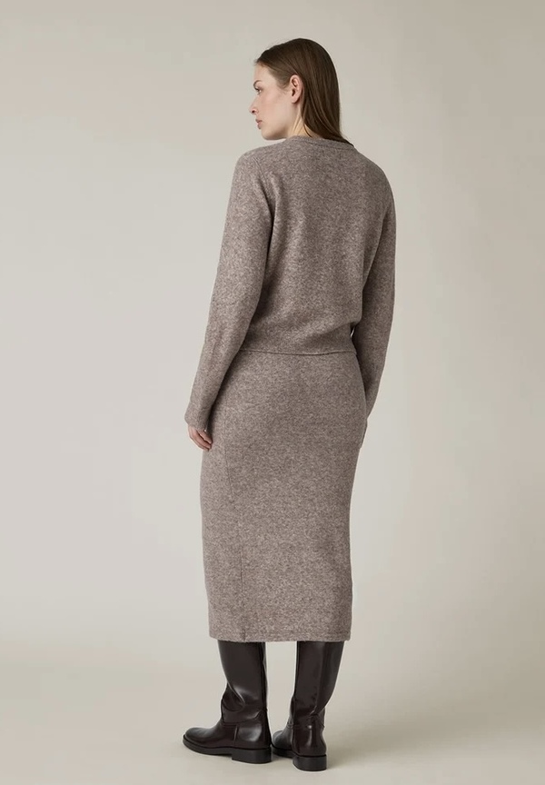 Finstrikket cardigan i merinoullblanding, lysebrun melert Light brown melange - Lexington
