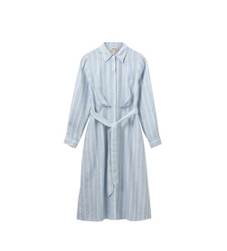 Korina Striped Linen Dress Cashmere Blue - Mos Mosh