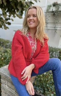 Tinnie Cardigan m/belte Baked Apple-Red - RAH Oslo