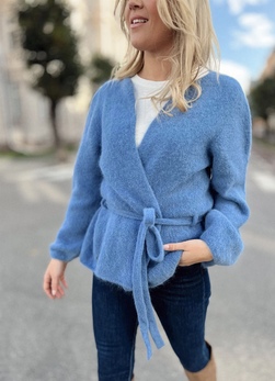 Tinnie Cardigan m/belte Dutch Blue - RAH Oslo