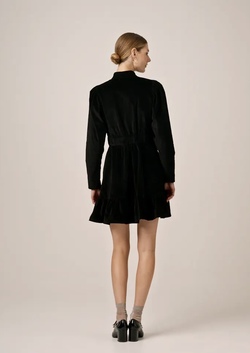 Corduroy Mini Dress Black - by TiMo