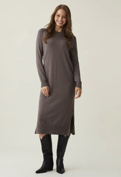 Ivana Cotton/Cashmere Blend Knitted Dress Brown Melnge - Lexington