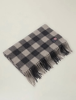 Massachusetts Recycled Wool Blend Scarf Grey/Beige Check - Lexington