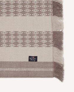 Jacquardstripet bordsettserviett i økologisk bomull Beige/White - Lexington