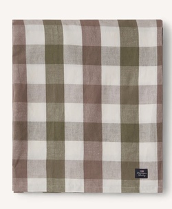 Rutete bordduk i linblanding Olive/White/Brown - Lexington