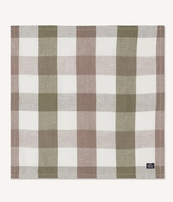 Rutet serviett i linblanding Olive/White/Brown - Lexington