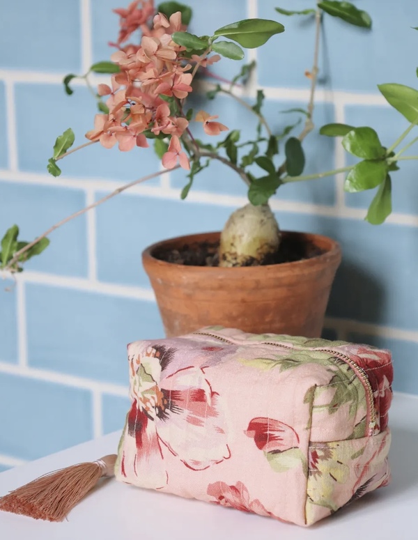 Makeup Bag Linen Poppy field - by TiMo