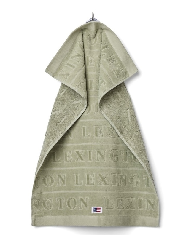 Velour jacquardhåndkle m/logo Vintage Green - Lexington