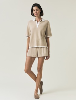 Full Milano Short Sleeve Knitt Beige - Lexington