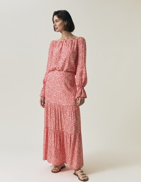 Printed Maxi Skirt coral - Lexington