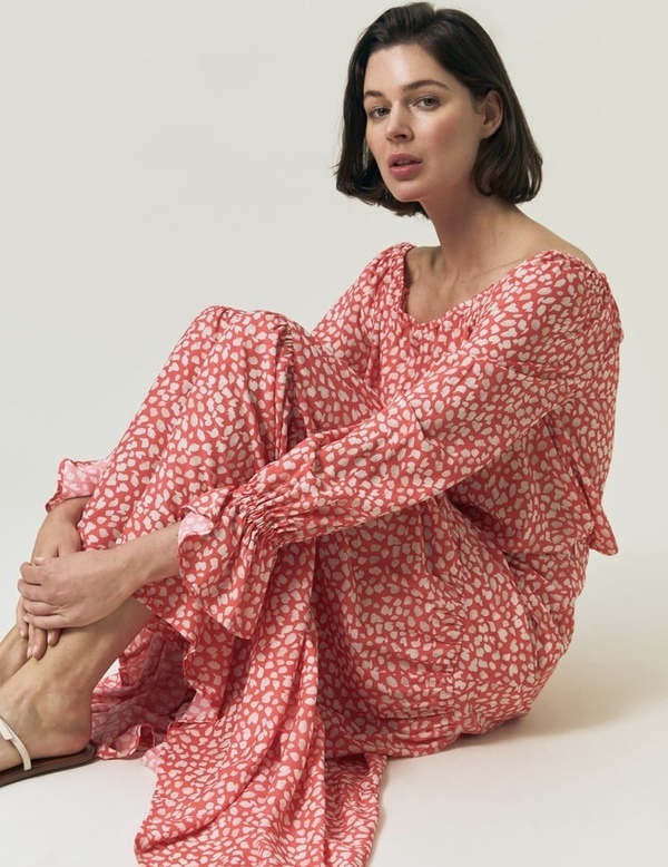 Printed Maxi Skirt coral - Lexington