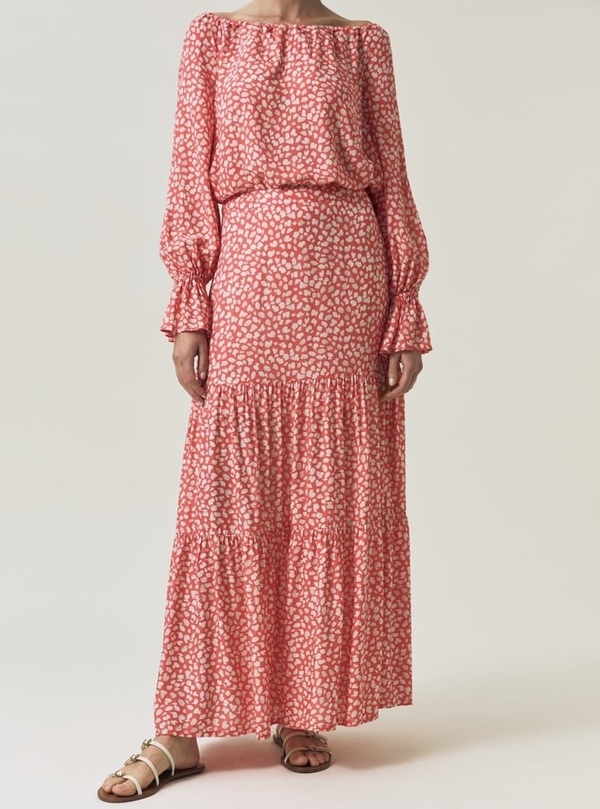 Printed Maxi Skirt coral - Lexington