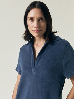 Cotton Terry Polo Dress Dark blue - Lexington