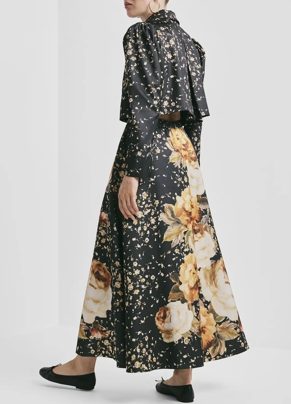 Tailored Satin Skirt Black Rose - by TiMo