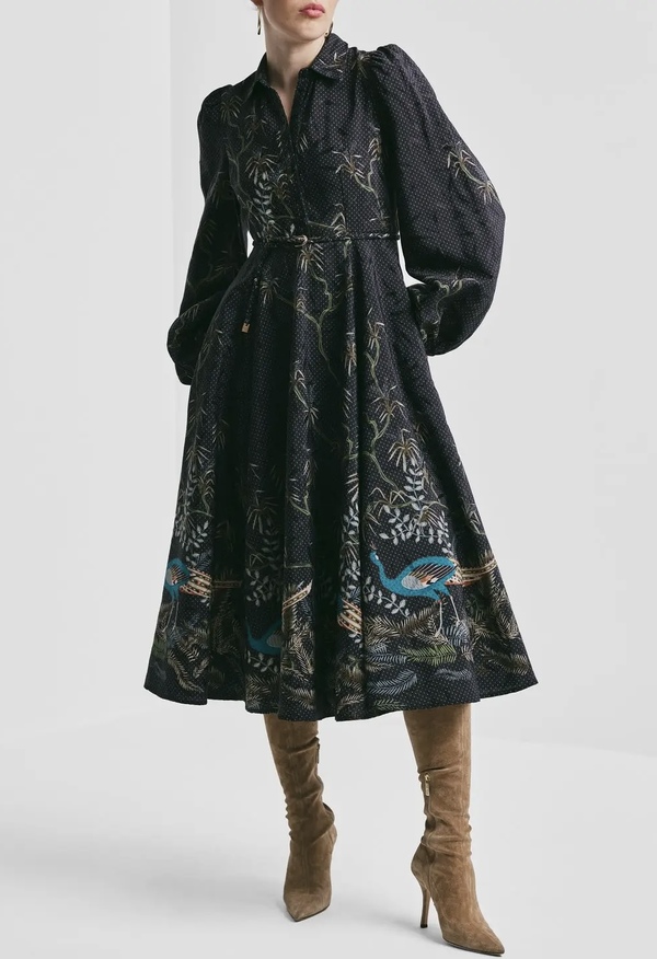 Jacquard Midi Dress Blue Peacock - by TiMo