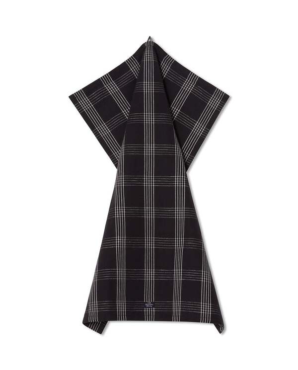 Rutet kjøkkenhåndkle i Linblanding Black/White - Lexington