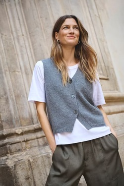 Sylva strikket vest Medium Grey Melange - Part Two
