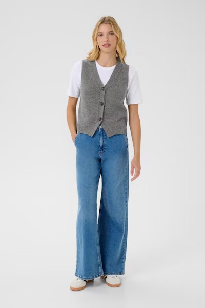 Sylva strikket vest Medium Grey Melange - Part Two