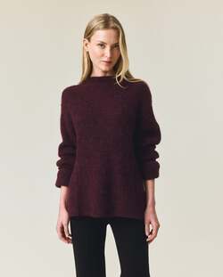 Alpakablanding mock neck genser Burgunder - Lexington