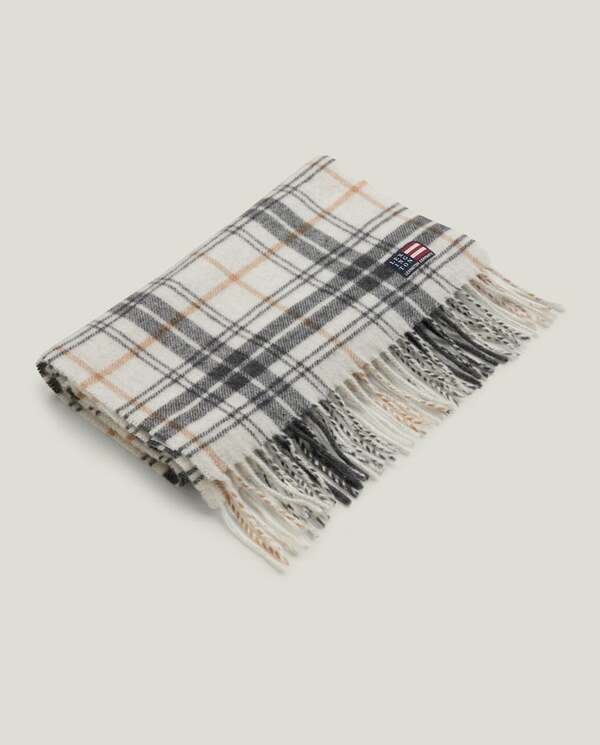 Skjerf i resirkulert ullblanding Offwhite rutemønster - Lexington