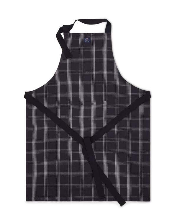 Rutet lin/bommulsforkle Black/White - Lexington